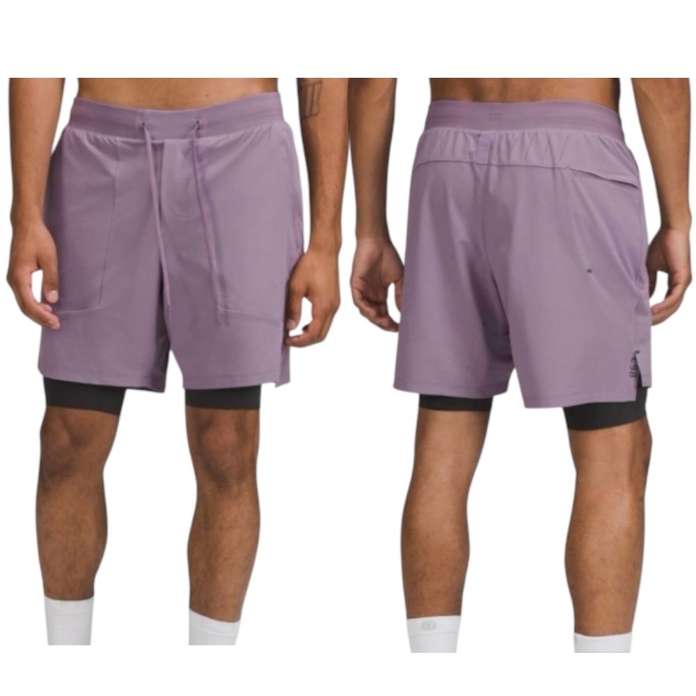 Lululemon License to Train Lined Short 7" Purple Ash M